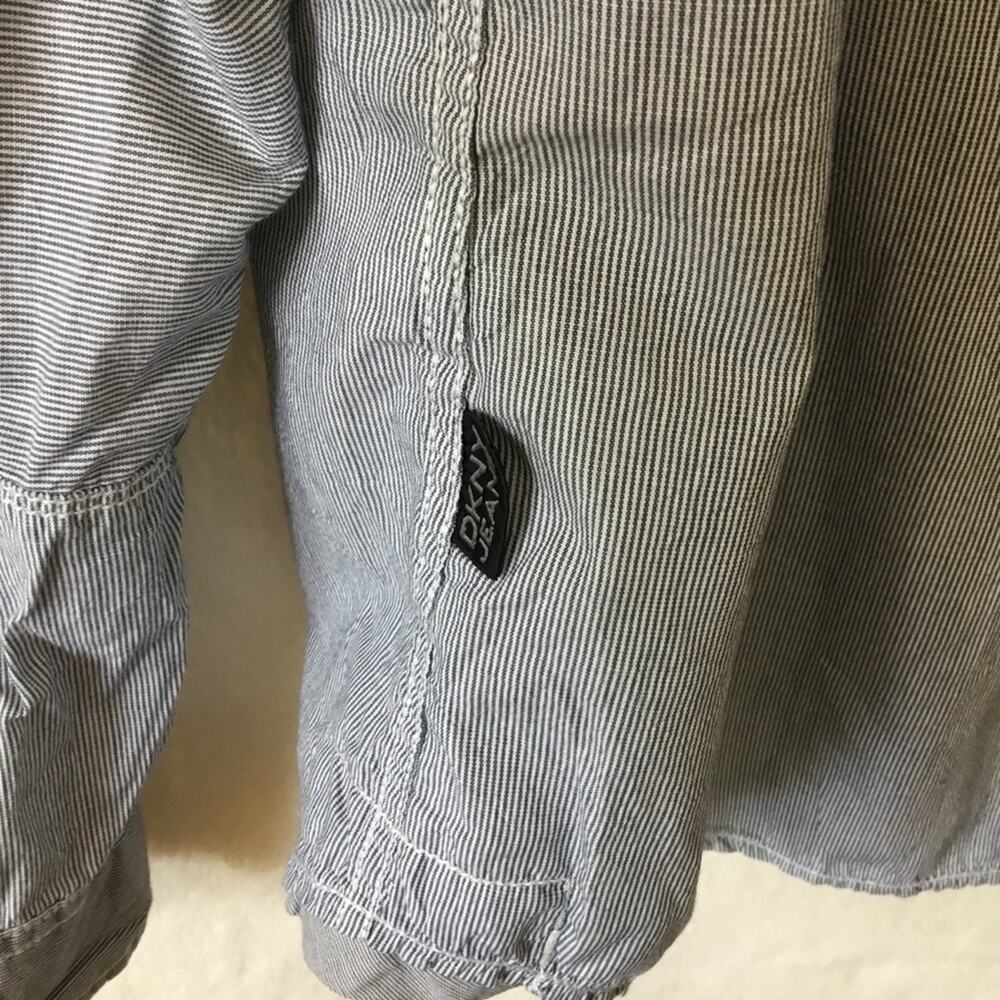 DKNY Jeans Blue Striped Button-Up Shirt - Picture 12 of 14